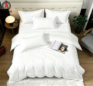 Ensemble de literie d'hôtel 100% polyester blanc, 3 pièces, drap et 2 taies d'oreiller, ensemble de textile de lit d'hôtel blanc uni de luxe - Product Image 2