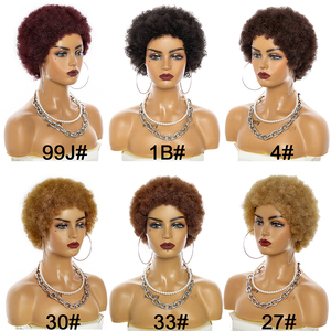 วิกผมบราซิลแบบสั้น Afro Kinky Curly พร้อมหน้าม้า ราคาโรงงานขายส่ง สำหรับผู้หญิงผิวสี - Product Image 6