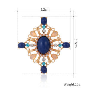 DRAL1109 croix incrustée strass <span class=keywords><strong>broche</strong></span> Style baroque évidé Imitation <span class=keywords><strong>Lapis</strong></span> <span class=keywords><strong>Lazuli</strong></span> <span class=keywords><strong>broche</strong></span> palais rétro perle <span class=keywords><strong>broche</strong></span> - Product Image 2