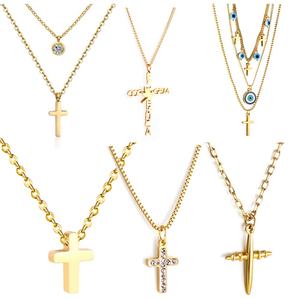 Custom <b>Simple</b> Design High Quality Multiple Options Stainless Steel Pendant Fashion 18K <b>Gold</b> Plated Cross <b>Necklace</b> - Product Image 1