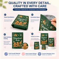 Pochette Doypack personnalisée en nylon pour Noël, résistante à l'humidité, avec fermeture éclair refermable, pour biscuits, bonbons et snacks