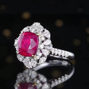 SGARIT marka güzel takı özelleştirme 18K altın 5.1ct ısıtılmamış mozambik pembe yakut yüzük AIGS sertifikası ile - Product Image 2