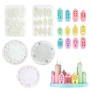 Support de bougie rotatif chic fait main en forme de <span class=keywords><strong>maison</strong></span> creuse pour centres de table de ferme et tables basses, avec moule en silicone - Product Image 1