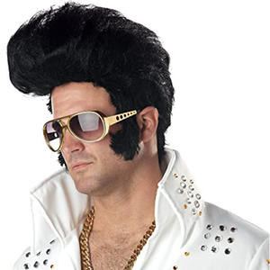 Peluca de Elvis, peluca de Elvis Rock, Exportación de comercio exterior para hombres, peluca negra para fiesta de Navidad y <span class=keywords><strong>Halloween</strong></span> - Product Image 5