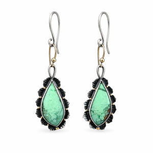 Orecchini vintage a goccia con foglia di loto blu verde, gioielli di moda bohémien da donna - Product Image 1