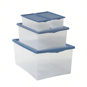 Spring <b>Box</b> Set 4 Pcs PP Transparent <b>Storage</b> Bins with Lid 1L Capacity for Organizing Home Kitchen Use - Product Image 3