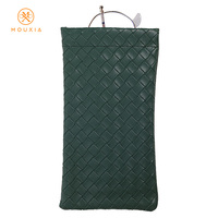 Étui à lunettes en cuir PU tissé avec logo personnalisé, ouverture à ressort, pochette souple pour lunettes de soleil, emballage haut de gamme pour lunettes