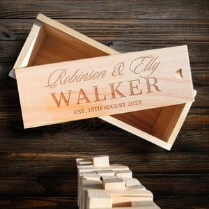 JUNJI Custom Engraved 48 Wooden Block Tumbling Tower <strong>Personalised</strong> <strong>Wedding</strong> <strong>Guest</strong> <strong>Book</strong> Alternative Interactive Party Gift Box - Product Image 3