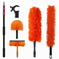 Kit Pengganti Bohlam Aluminium dengan Gagang Dekagonal 3 Bagian 2m, Kain Lap Chenille, Pegangan Lembut untuk Penggantian Lampu Plafon
