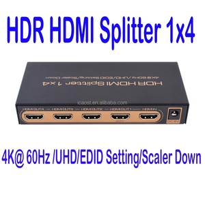 3D ชุดสเกลเดอร์ Full HD UHD HDR EDID,3840X2160 1ใน4ออก4K 60Hz <span class=keywords><strong>HDCP</strong></span> <span class=keywords><strong>2.2</strong></span> 1X2 1X4พอร์ต HDMI <span class=keywords><strong>Splitter</strong></span> 4K - Product Image 3