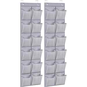 12-Grid Large Mesh Pocket Behind the Door Shoe Rack <b>Narrow</b> Door Shoes Container - Product Image 1