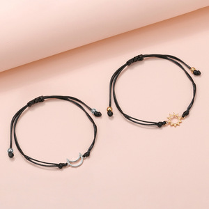 Ensemble 2 pièces Bracelet Femme Lune et Étoile Couple Bracelet Longue <span class=keywords><strong>Distance</strong></span> Touch Love Bracelet en or Bracelet Meilleur Ami Pour Couple et Sœur - Product Image 5