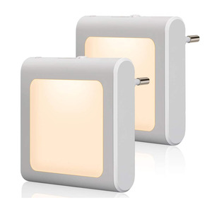 Auto Dusk to Dawn <b>Sensor</b> Plug-In Dimmable PC <b>LED</b> Night <b>Light</b> Warm White Wall Lamps 2 Pack for Home Hallway - Product Image 1
