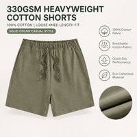Vente directe d'usine, shorts décontractés pour hommes, couleur unie, coton, taille élastique, cordon de serrage, shorts de plage d'été, logo personnalisé
