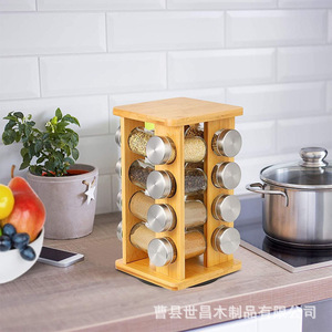 Bamboo <b>Spice</b> <b>Rack</b> 5 Tier <b>Rotating</b> Airtight Storage For Kitchen Countertop Use - Product Image 4