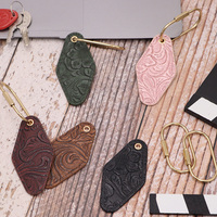 Porte-clés créatif à motif floral, en cuir PU, en forme de diamant, portable, accessoire de sac à main tendance, cadeau