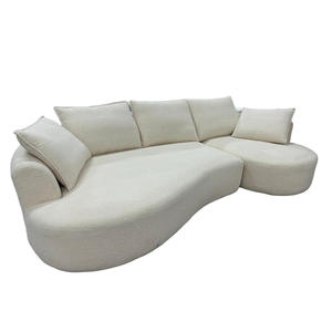 Juego de sofá de esquina Sherpa curvo de tela Simple nórdica modular seccional para Hotel/apartamento Villa sala de estar/comedor madera decorativa - Product Image 4