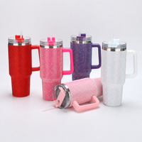 Nouvelle tasse isotherme pour voiture de 40 oz à motif diamant, double paroi en acier inoxydable, isolation sous vide, thermos, maintien au chaud de 6 à 12 heures