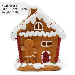 Kerajinan pabrik pohon Natal meriah LED rumah kue jahe ornamen pria Resin dekorasi Natal roti jahe patung - Product Image 5