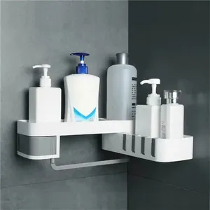 XH Bathroom Shower Basket No Drilling Shower Corner Shelf with for Bathroom Kitchen Rotatable Shower Shelf