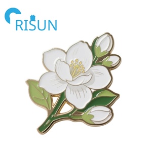 Pin de Metal Esmaltado con Diseño de Gardenia, Flor de Jazmín Filipina, Broches Personalizados de Sampaguita, Pin de Solapa - Product Image 6