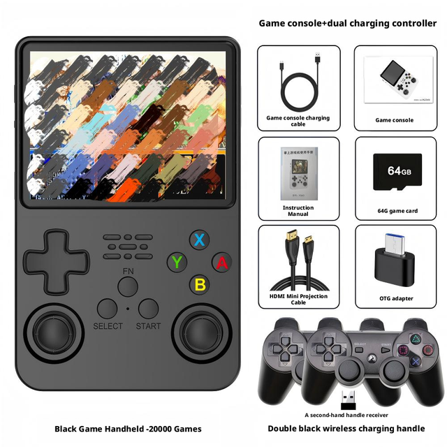 Handheld Game Console 3.5-in IPS HD Screen 64GB Memory Ultra-Long Battery Life Gift for Adults Teens Kids (Black)
