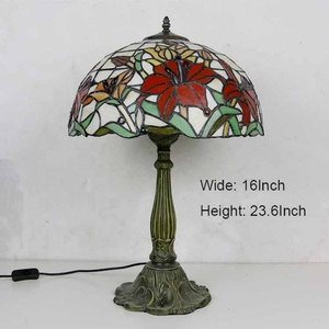 LongHuiJing Handmade European for Style Stained Glass LED AC Multicoloured 2700K Warm White Dome Flexible Zinc Alloy <b>Stand</b> - Product Image 5