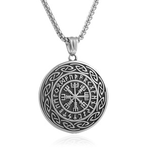 Collar con Colgante de Símbolo Vikingo, Acero Inoxidable Plateado, Diseño Geométrico, Joyería para Hombre, Cadena de 24 cm - Product Image 2