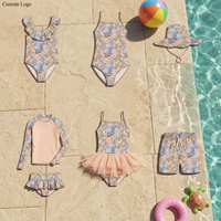 Maillots de bain pour enfants personnalisés avec logo, fabriqués en tissu recyclé, protection UV, vêtements de plage pour tout-petits, maillot de bain une pièce fleuri pour filles