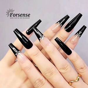 Forsense <span class=keywords><strong>Fantaisie</strong></span> Noir Gothique 3d Presse sur <span class=keywords><strong>Ongles</strong></span> Ensemble Bas quantité minimale de commande Haute Qualité À La Main <span class=keywords><strong>Faux</strong></span> <span class=keywords><strong>Ongles</strong></span> Pointe Cercueil Femelle Artificielle <span class=keywords><strong>Faux</strong></span> <span class=keywords><strong>Ongles</strong></span> - Product Image 3