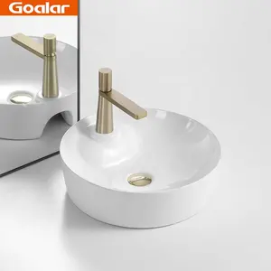 GOALA-lavabo dorado de cerámica, lavabo redondo de arte, tocador de fácil limpieza con baño, gran oferta