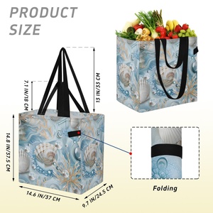 Bolso de Mano Grande Reutilizable para Mujer con Diseño de Conchas Hawaianas, Acolchado de Poliéster, con Logotipo Impreso Personalizado - Product Image 3