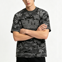 T-shirt en coton lourd pour homme, camouflage, manches courtes, jersey, t-shirt personnalisé avec logo brodé, streetwear, tee-shirt pour la vente en gros
