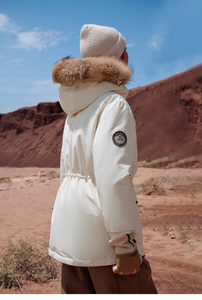 Chaqueta Acolchada de Plumón de Ganso para <span class=keywords><strong>Mujer</strong></span> PELLIOT Tipo Parker Larga y Entallada con Capucha, Abrigo Impermeable de Invierno para Exteriores - Product Image 6
