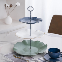 P&T HoReca Plateau à gâteaux 3 niveaux en porcelaine fine, léger et durable, avec support