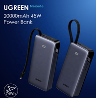 Lampe de camping extérieure UGREEN PB536 20000mAh/74Wh 45W avec batterie externe PD intégrée, câble USB-C tressé, 3 ports, chargeur portable