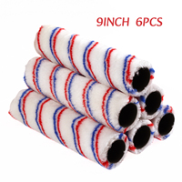 Prix bas – Manchon de rouleau de peinture en polyester à rayures rouges et bleues de 9 pouces pour bricolage et usage industriel, avec cadre de cage, montage facile, outil de peinture, fourniture en gros OEM