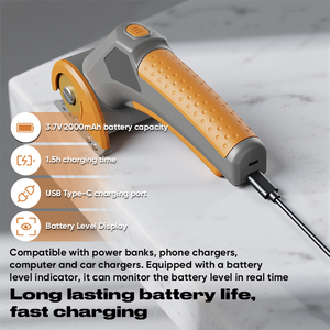 Tijeras Eléctricas Inalámbricas ES-038 de 3.7v, Cortador Rotatorio, Tijeras para Cortar Cuero y Tela, Cuchillas de Acero SK5 - Product Image 6