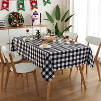 Nappe de Noël simple tissée, motif écossais rouge et noir, réutilisable, carrée, pour fêtes de fin d'année, décoration de table de salle à manger style ferme