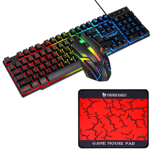 T-wolf 4-en-1 TF800 Filaire Rétroéclairé <span class=keywords><strong>Ensemble</strong></span> <span class=keywords><strong>Clavier</strong></span> <span class=keywords><strong>Souris</strong></span> Gaming <span class=keywords><strong>Casque</strong></span> de Jeu Tapis de <span class=keywords><strong>Souris</strong></span> pour PC Gaming Bureau - Product Image 2