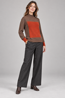 Pull en tricot à manches longues personnalisé pour femmes, col rond, color block, tricot décontracté, fabricant en gros