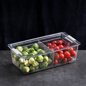 2 ngăn nhựa lưu trữ hộp thực phẩm rửa cống hộp rau tủ lạnh trong suốt lưu trữ <span class=keywords><strong>container</strong></span> cho nhà bếp - Product Image 2