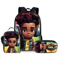 Kinder-Rucksack-Set mit Cartoon-Motiven, 3-teilig, aus Polyester, für Jungen und Mädchen, mit Lunch- und Stifttaschen