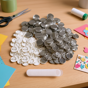 ชุดอุปกรณ์ทำป้ายติดเสื้อ DIY 500 ชิ้น ขนาด 32 มม. พร้อมแผ่นฟิล์มใสและกระดาษเปล่าสำหรับงานฝีมือทำมือ - Product Image 2