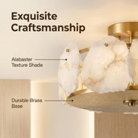 Plafonnier LED ultra-fin en albâtre naturel, luminaire d'intérieur rond en pierre sur mesure, vente en gros OEM/ODM pour couloir d'hôtel