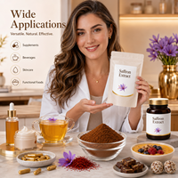 LongBio Extrait de Safran en Poudre Crocus Sativus Stigma 10:1 20% Crocine Soluble dans l'Eau Qualité Alimentaire Complément Herbal Matière Première OEM