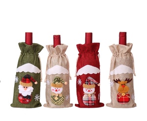 Juego de Fundas Decorativas para Botellas de Vino Navideñas, Nuevas Fundas de Lino Rojo para Botellas de Champán, Decoraciones Navideñas Elegantes - Product Image 5
