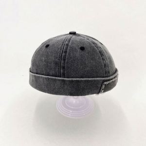 <b>Hats</b> Washed Cotton Denim Caps Beanie Classic Vintage Style Solid Color Brimless Rolled Cuff <b>Hat</b> Promotional Gift - Product Image 3