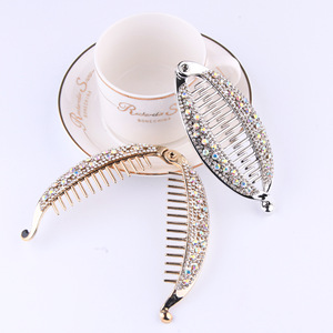 Brincloworld — accessoires pour cheveux de femmes, pinces <span class=keywords><strong>banane</strong></span> en <span class=keywords><strong>or</strong></span>, argent, hématite, strass, Design personnalisé - Product Image 4