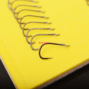 Bo Yuan Fishing Factory Ba Dao Hameçon à double rainure avec manchon, ligne de bascule nouée à la main, pour pêche à la carpe en fond, affûté chimiquement - Product Image 3